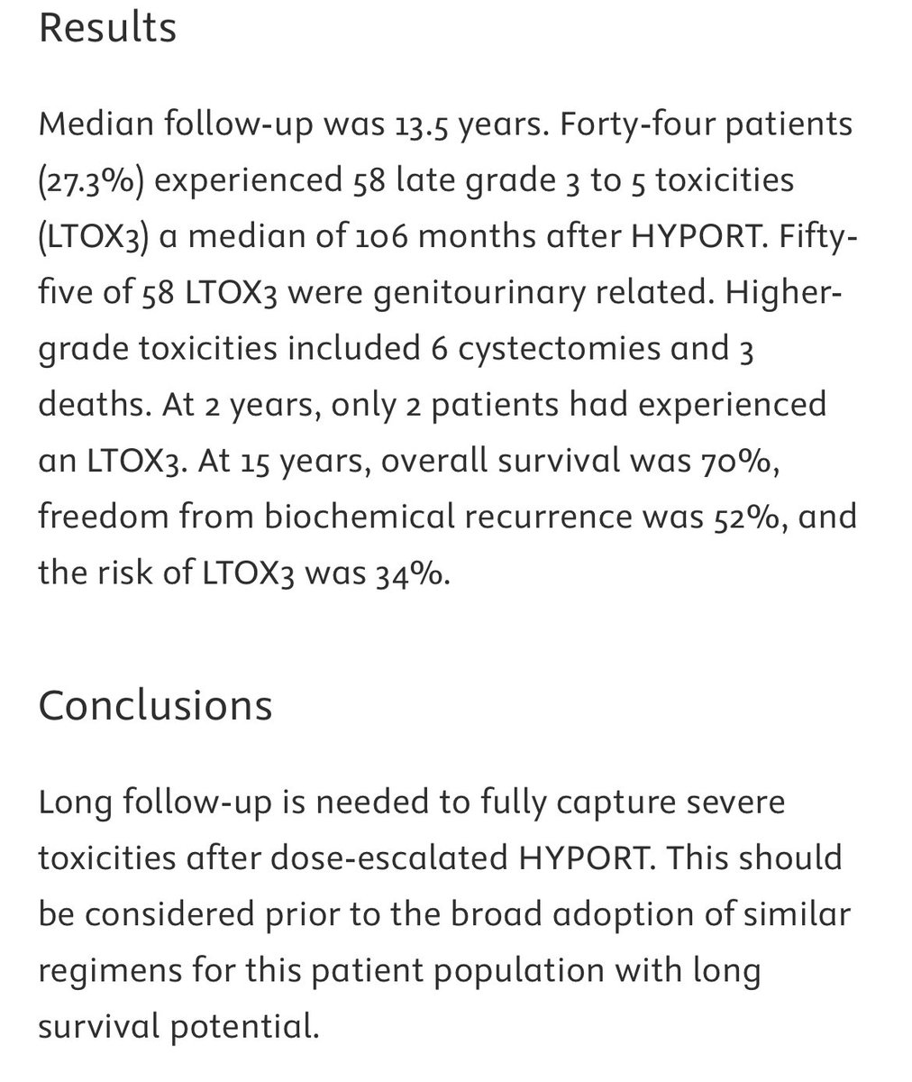 Full manuscript at IJROBP now - late toxicity is a concern for hypofractionation in postprostatectomy setting. redjournal.org/article/S0360-…
