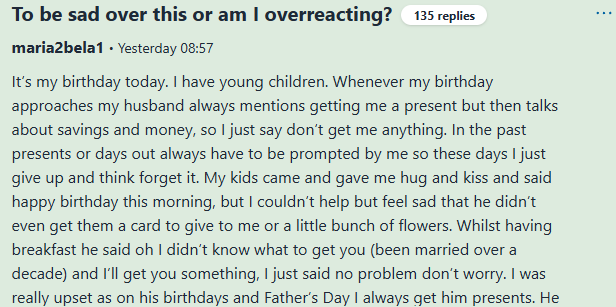 'I had a good cry when he left this morning but don’t know if I’m being a brat or not.'

Read the thread: mumsnet.com/talk/am_i_bein…