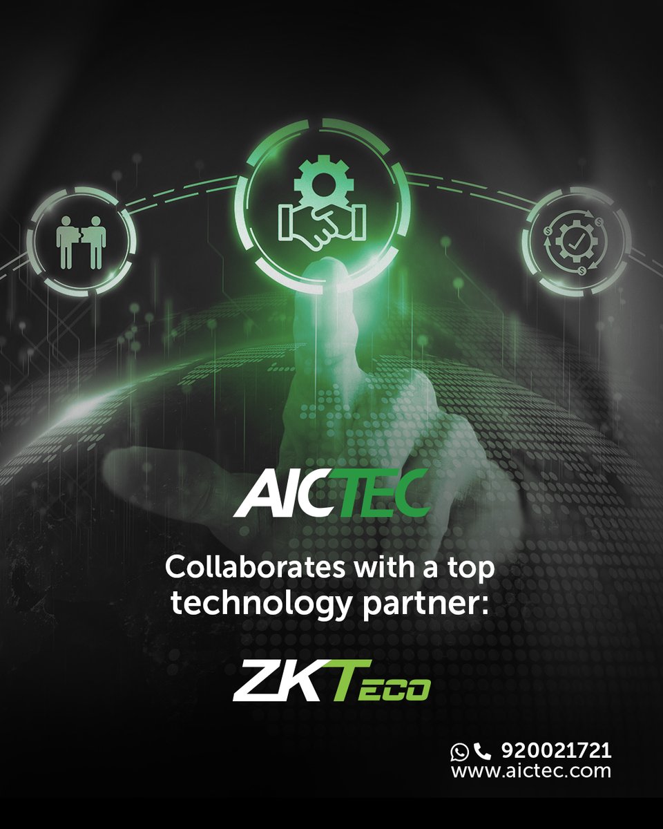 AICTEC collaborates with leading global technology partners like ZKTeco to deliver secure, smart, and innovative solutions that empower businesses and drive digital transformation.​
​
For more information, contact us:​
9200221721​
#AICTEC #ZKTeco #SmartSolutions