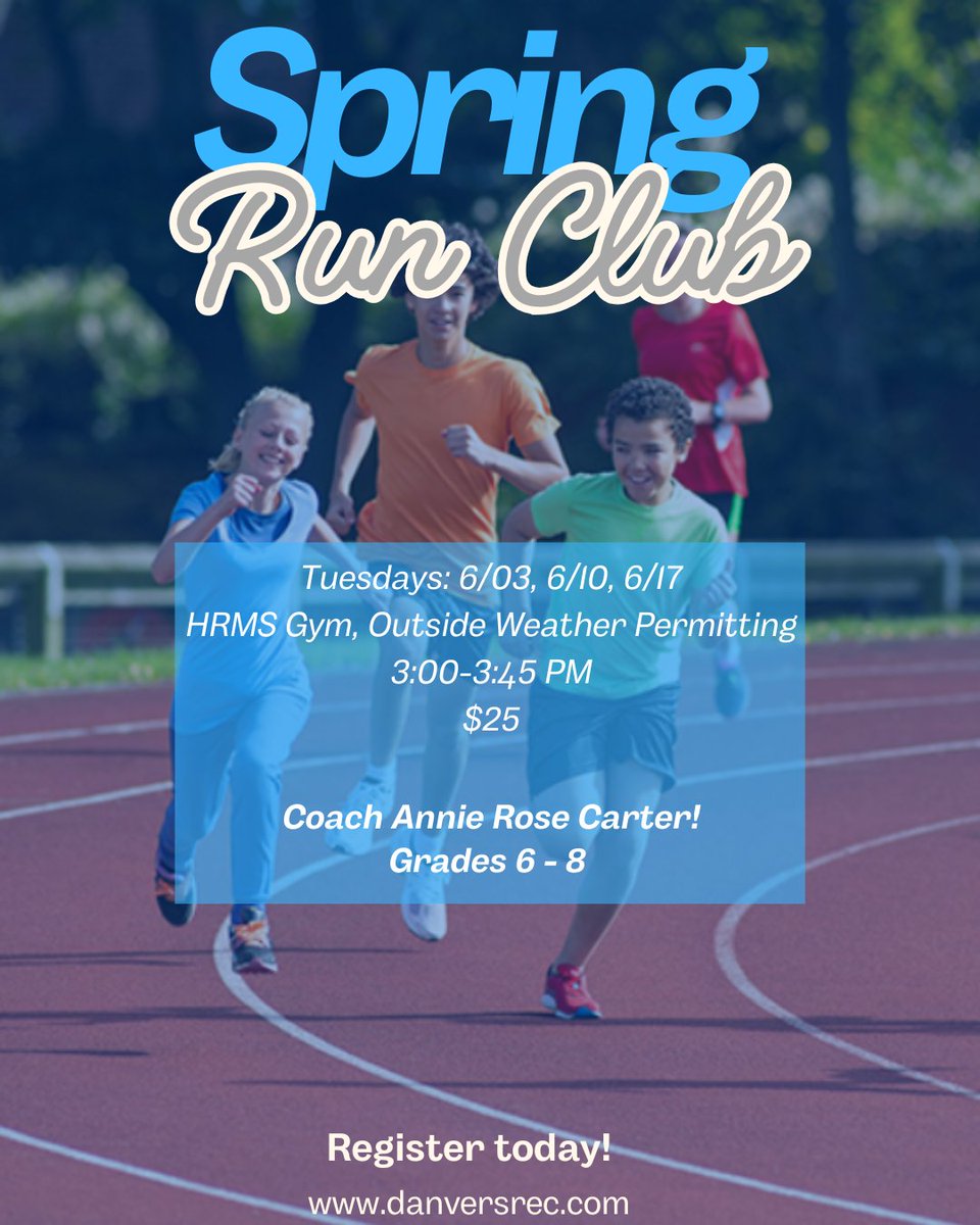 DanversRec's tweet image. Spring Run Club with Coach Annie Rose Carter is starting soon! Sign up now at danversrec.com🏃‍♂️👟🏃‍♀️