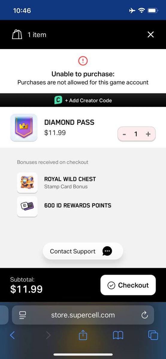 colonbrace's tweet photo. #supercellstore bugs are becoming A DISASTER❗️
all #clashroyal and #brawlstars purchases made in a week got refunded with no explanation,including a 7$ brawl pass resulting -28000 gems!

This wouldn't be an issue but to top it off site isnt allowing more PURCHASES❗️is absurd😵‍💫 https://t.co/vBH8t7cixW