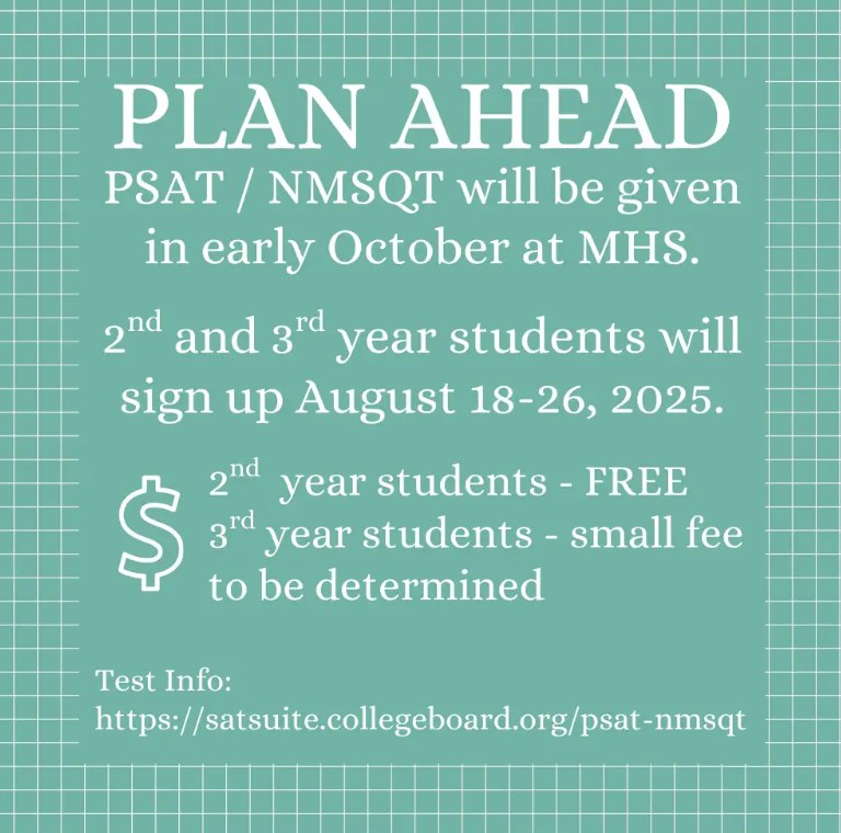 Plan ahead for next year's PSAT/NMSQT!