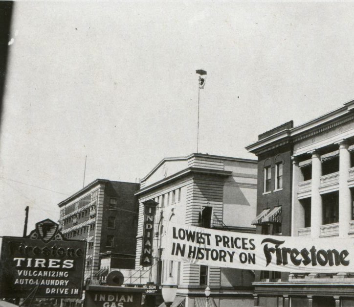Eagle eyes needed: Yes, there is a Jolson reference in here: Look closely at the marquee of the Indiana theatre: It advertises Jolson's 1930 movie "Mammy". Have a look at the second image. Indiana Theatre in downtown Marion, Indiana, 1930. #jolson #aljolson