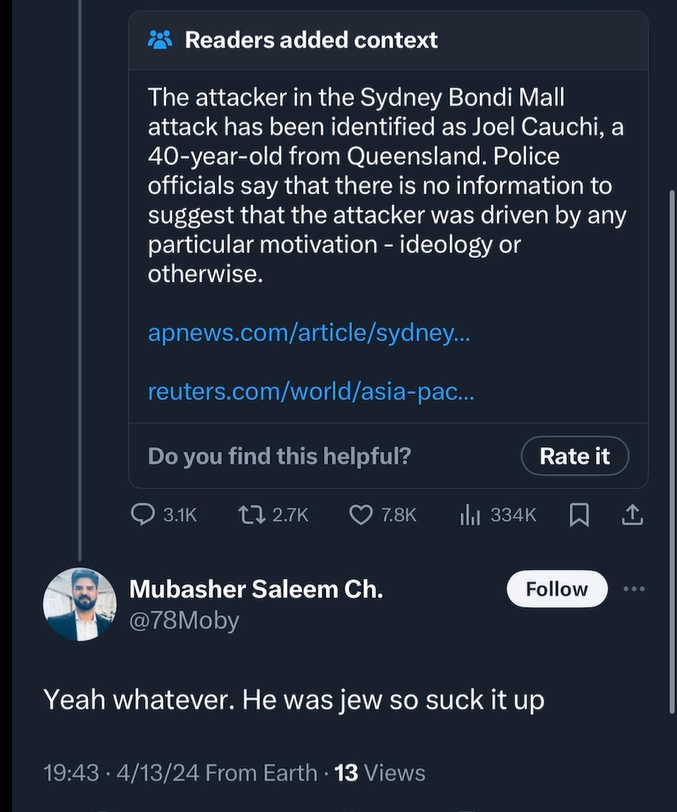 StopAntisemites's tweet photo. Mubasher Saleem is a clear threat to women and the Jewish community! @Vestas must act.

Concerned? mhill@vestas.com https://t.co/RUDb8ZnkLV