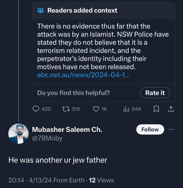 Mubasher Saleem is a clear threat to women and the Jewish community! <a href="/Vestas/">Vestas Wind Systems</a> must act.

Concerned? mhill@vestas.com