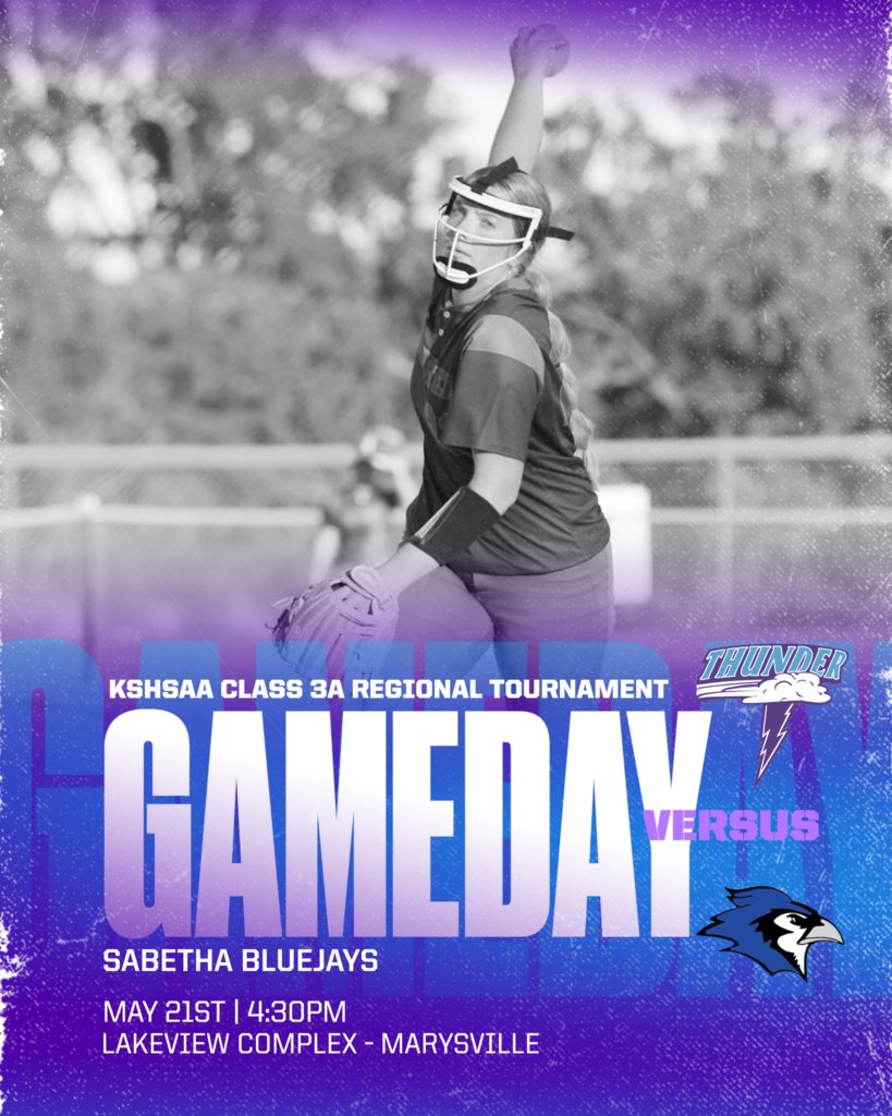 #Nemaha Softball travels back to Marysville to continue Regional play this afternoon against the Lady Jays of Sabetha!

First pitch is scheduled for 4:30PM on Lakeview's Red Field. Good luck gals and GO THUNDER!!!

Potential Stream: youtube.com/@jbb3838