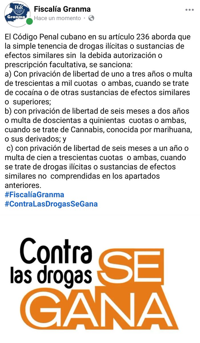 #ContraLasDrogasSeGana #FiscalíaGranma
