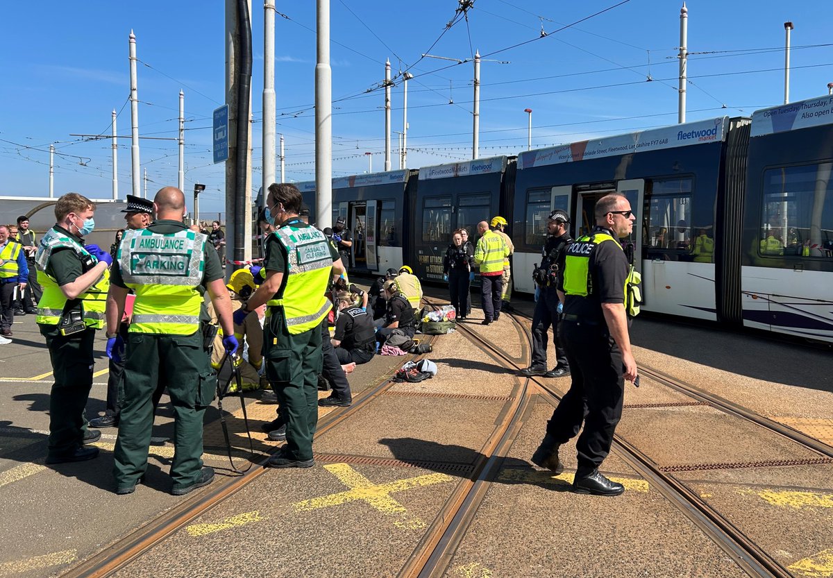 LancsResilience's tweet photo. Members of Lancashire’s emergency services held a training exercise with staff from Blackpool Transport Services &amp; Blackpool Council at Starr Gate today.
 
The training exercise was to help prepare staff  for real-life emergencies scenarios. #lancsalert https://t.co/6O7p7nPhLL