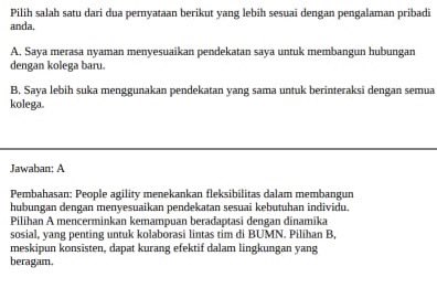 janliatliay's tweet photo. Yang besok test RBB FHCI BUMN dan masih bingung belajar TBI dan learning agility dr mana aku saranin belajar dari contoh soal ini, secara khusus baca pembahasannya. Yuuk msh ada waktu buat belajarr dari pd joki https://t.co/Lwew9N80dB 👇🏻👍🏻 https://t.co/NXTTQLD4ar