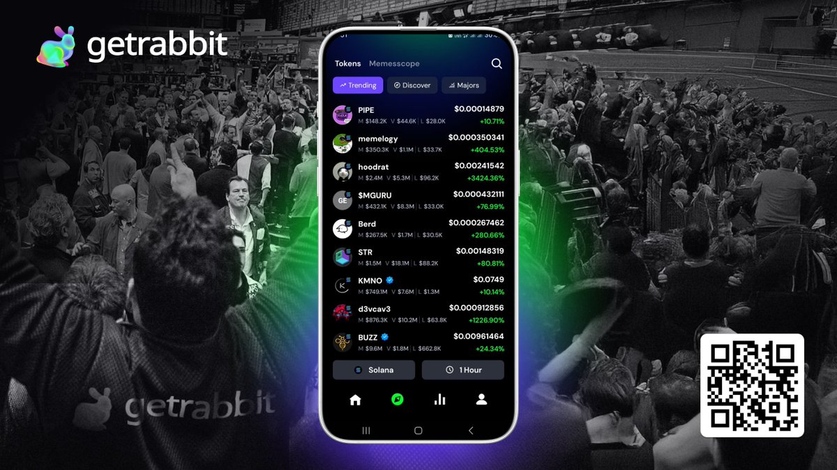 Check out today’s top trending coins on GetRabbit.app.   

Buy them instantly from any chain with a single click⚡️