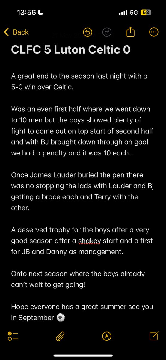 ClubLewsey's tweet image. A little round up on last night where we ended the season on a high!
Thanks to everyone who has been down to support the boys through this long season whether it is cup finals or just a winter morning down the park we appreciate all the support we’ve had!
Onto next year 🩵🤍