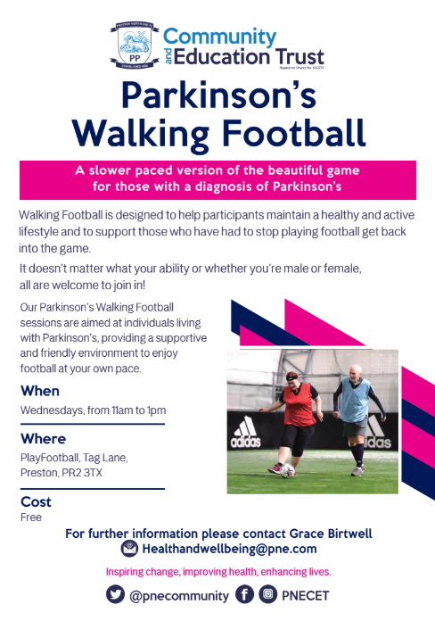 HelenLSturman's tweet image. New #parkinsons walking football session in Preston 💙@pnecommunity