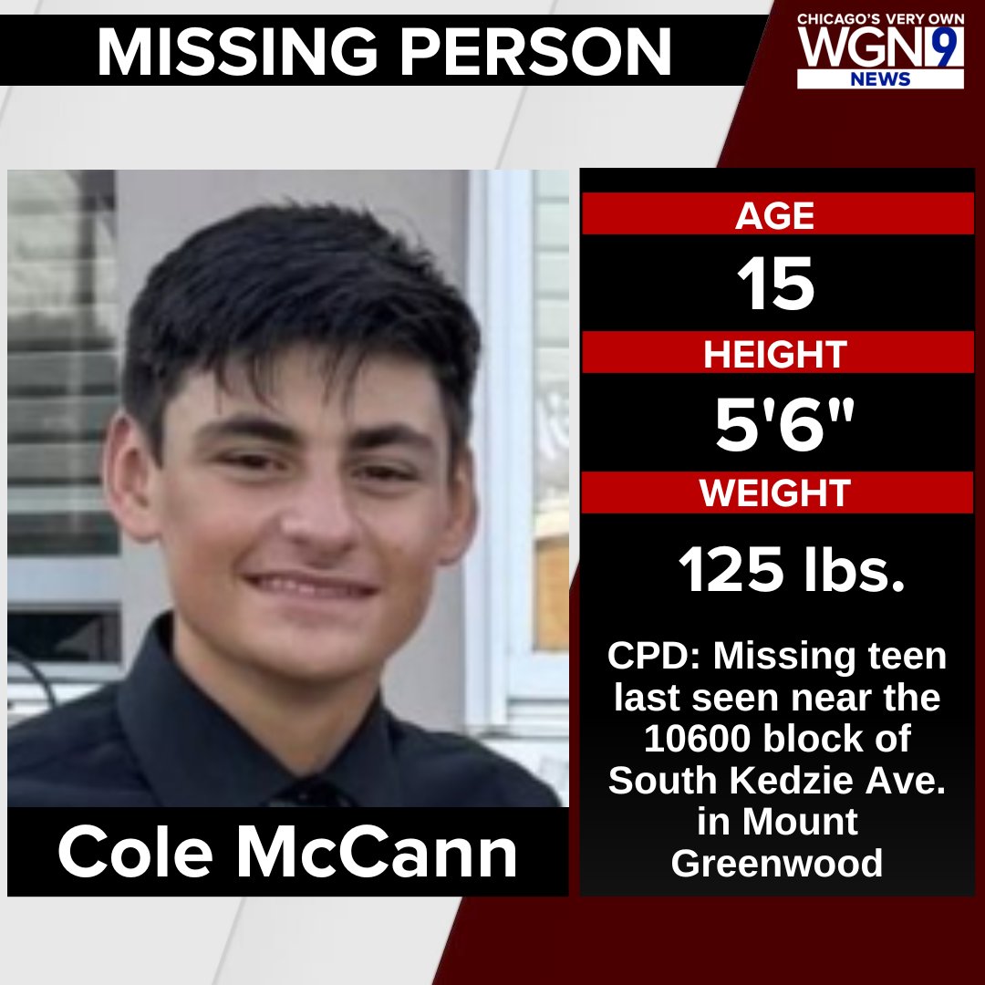 SEARCH FOR MISSING TEEN: Authorities in Chicago are asking for help in the search for a teen boy who went missing this week.

Read more: tinyurl.com/mr3wtrka