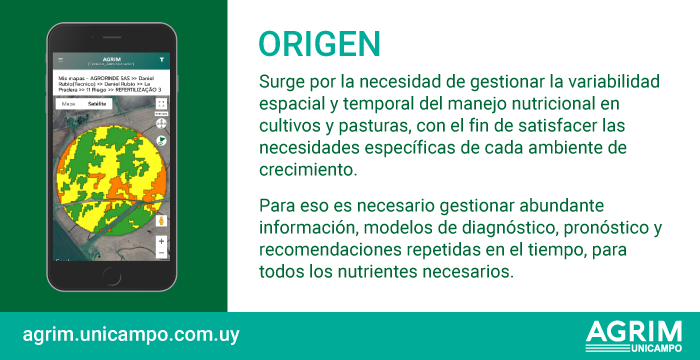 Agrim es una App desarrollada por Unicampo Uruguay para la gestión de información en chacras agrícolas y el manejo nutricional para Soja, Maíz, Trigo, Cebada, Colza, Avena, Raigrás y Festuca.
Vea más info y contáctenos:
👉  agrim.unicampo.com.uy