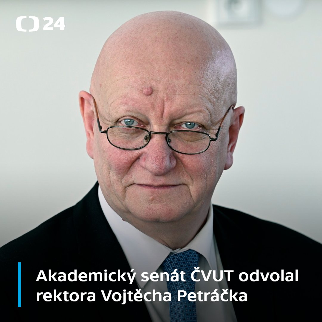 CT24zive's tweet image. Akademický senát Českého vysokého učení technického přijal návrh na odvolání současného rektora univerzity Vojtěcha Petráčka. Ten vede ČVUT od roku 2018.

▪ Podle navrhovatelů není dlouhodobě schopen řídit hospodaření univerzity.
▪ Dalším důvodem je například to, že Petráček…