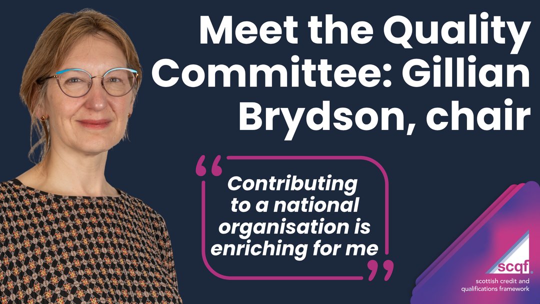 SCQF Partnership (@scqfpartnership) on Twitter photo Meet Gillian Brydson, our Quality Committee Chair 👋
As part of our new SCQF Partnership Quality Committee blog series, we chat to Gillian about her career journey and passion for quality in education.
📚 Read the blog: scqf.org.uk/news-and-blog/…
#SCQF #QualityAssurance <a href="/dgcouncil/">Dumfries and Galloway Council</a> Meet Gillian Brydson, our Quality Committee Chair 👋
As part of our new SCQF Partnership Quality Committee blog series, we chat to Gillian about her career journey and passion for quality in education.
📚 Read the blog: scqf.org.uk/news-and-blog/…
#SCQF #QualityAssurance <a href="/dgcouncil/">Dumfries and Galloway Council</a>