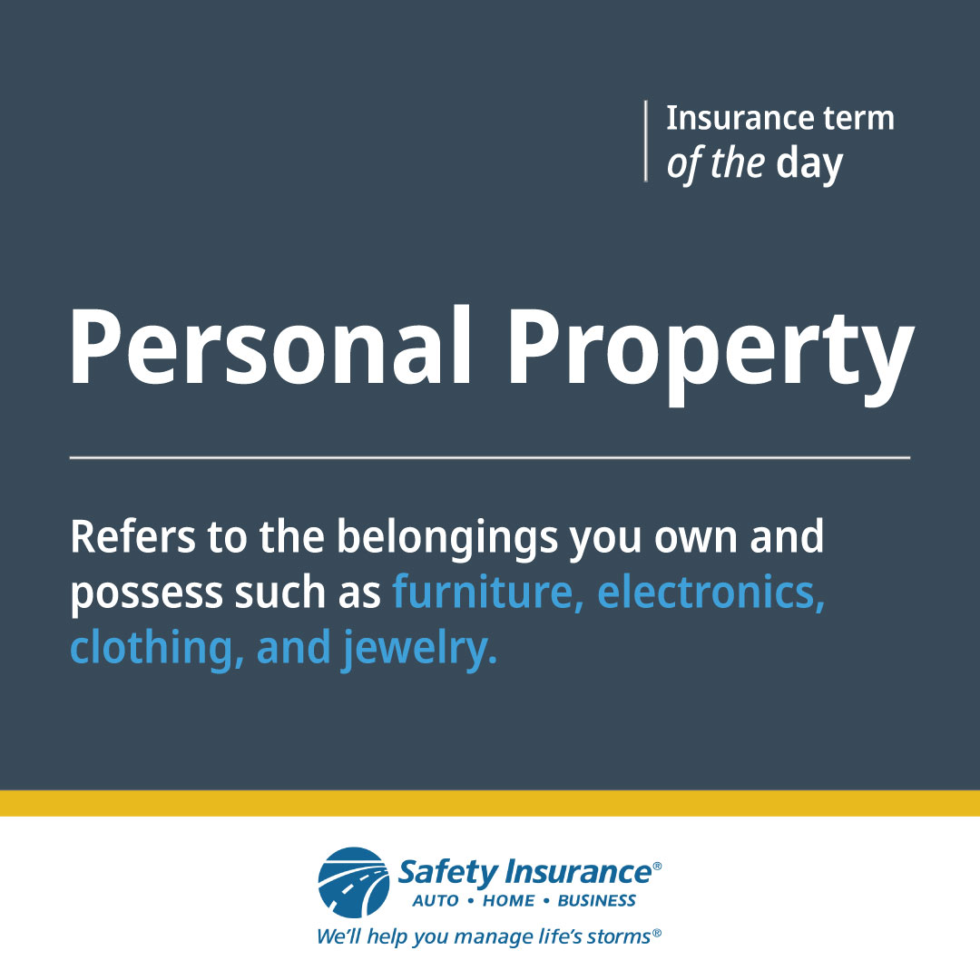 safetyins's tweet photo. Personal property is what is covered under your homeowners or renter’s policy in the event of damage, theft, or loss. It’s important to keep an updated home inventory and ensure you have enough coverage so you’re prepared for the unexpected. #ManageLifesStorms #InsuranceTerms https://t.co/YssTezXy9S