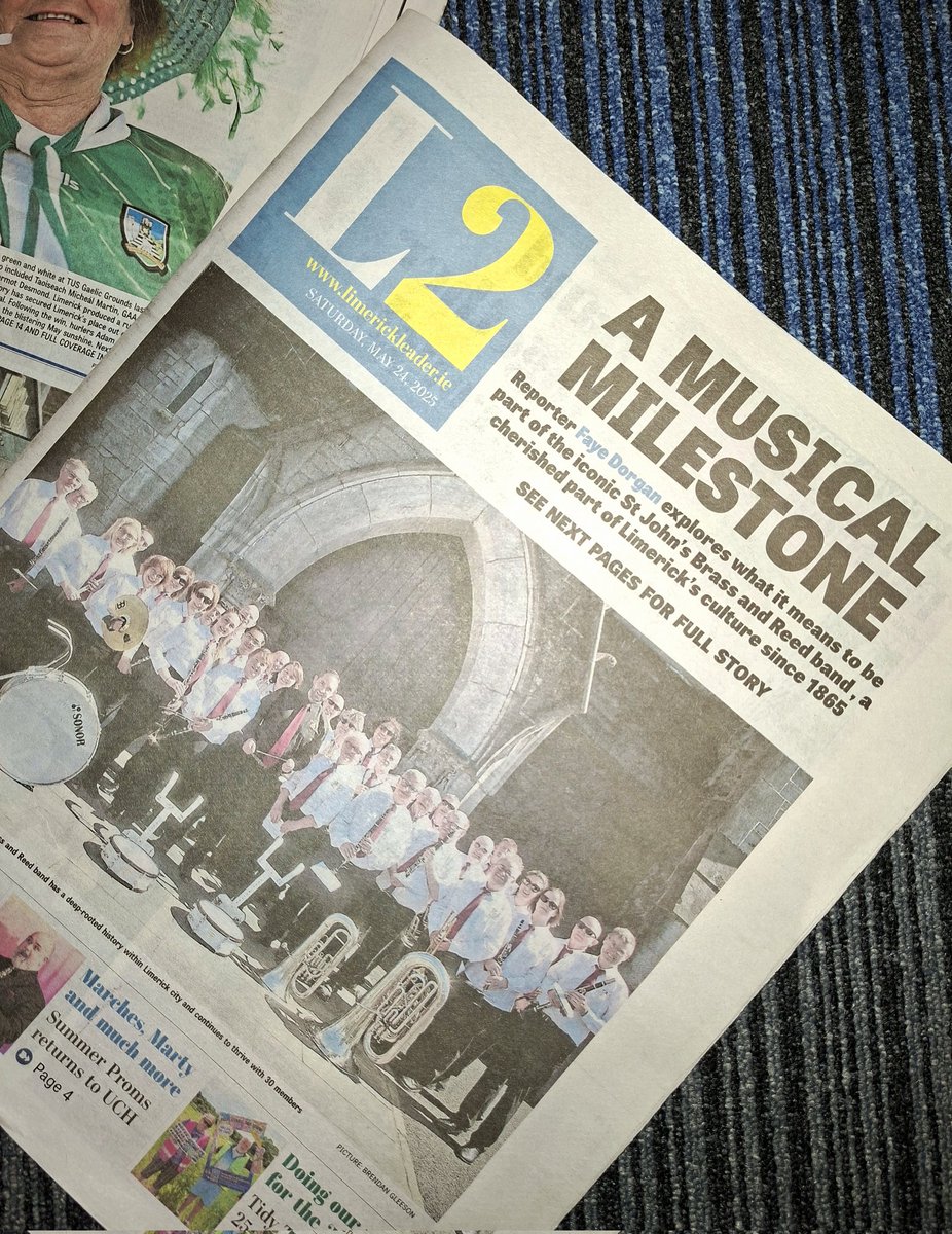 Faye Dorgan (@dorgan_faye) on Twitter photo Delighted to have the lead feature in this week's L2, with the <a href="/Limerick_Leader/">Limerick Leader / Limerick Live</a>, about the 160 years of the iconic Limerick St John's Brass & Reed band 🎼🎺
Pick up a copy of today's paper to read all about it! 👉 #buyapaper Delighted to have the lead feature in this week's L2, with the <a href="/Limerick_Leader/">Limerick Leader / Limerick Live</a>, about the 160 years of the iconic Limerick St John's Brass & Reed band 🎼🎺
Pick up a copy of today's paper to read all about it! 👉 #buyapaper