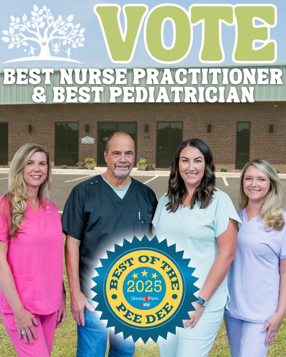 ElmPediatrics's tweet photo. 🗳️ Don’t forget to vote daily! ELM Pediatrics is a Top 5 finalist in the Morning News Best of the Pee Dee competition—thanks to your amazing support! 

We’re in the running for:
 🏆 Best Pediatrician
 👩‍⚕️ Best Nurse Practitioner – Erin Lewis &amp; Monica Holt

Help us bring ... https://t.co/4q5LuAo8fv