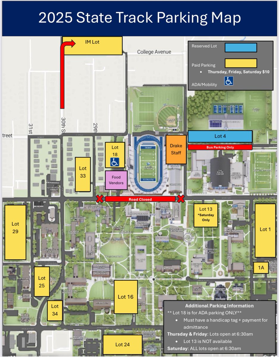 🚗Please follow the map provided for this week’s Iowa High School Track &amp; Field Championships! 

🏆 iahsaa.org/track-field/st…