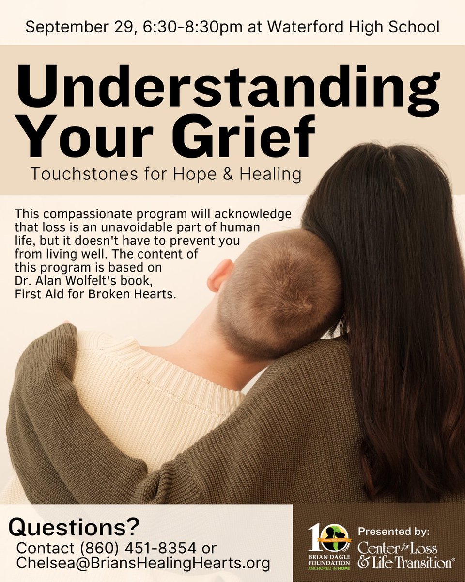 BTDFDN's tweet image. We are hosting Dr. Alan Wolfelt,  renowned grief educator, for two special events!

9/29 "Understanding Your Grief" free public event
9/30 "The Art of 'Companioning' the Bereaved" for anyone who cares for grievers

For info contact (860)451-8354 or Chelsea@BriansHealingHearts.org