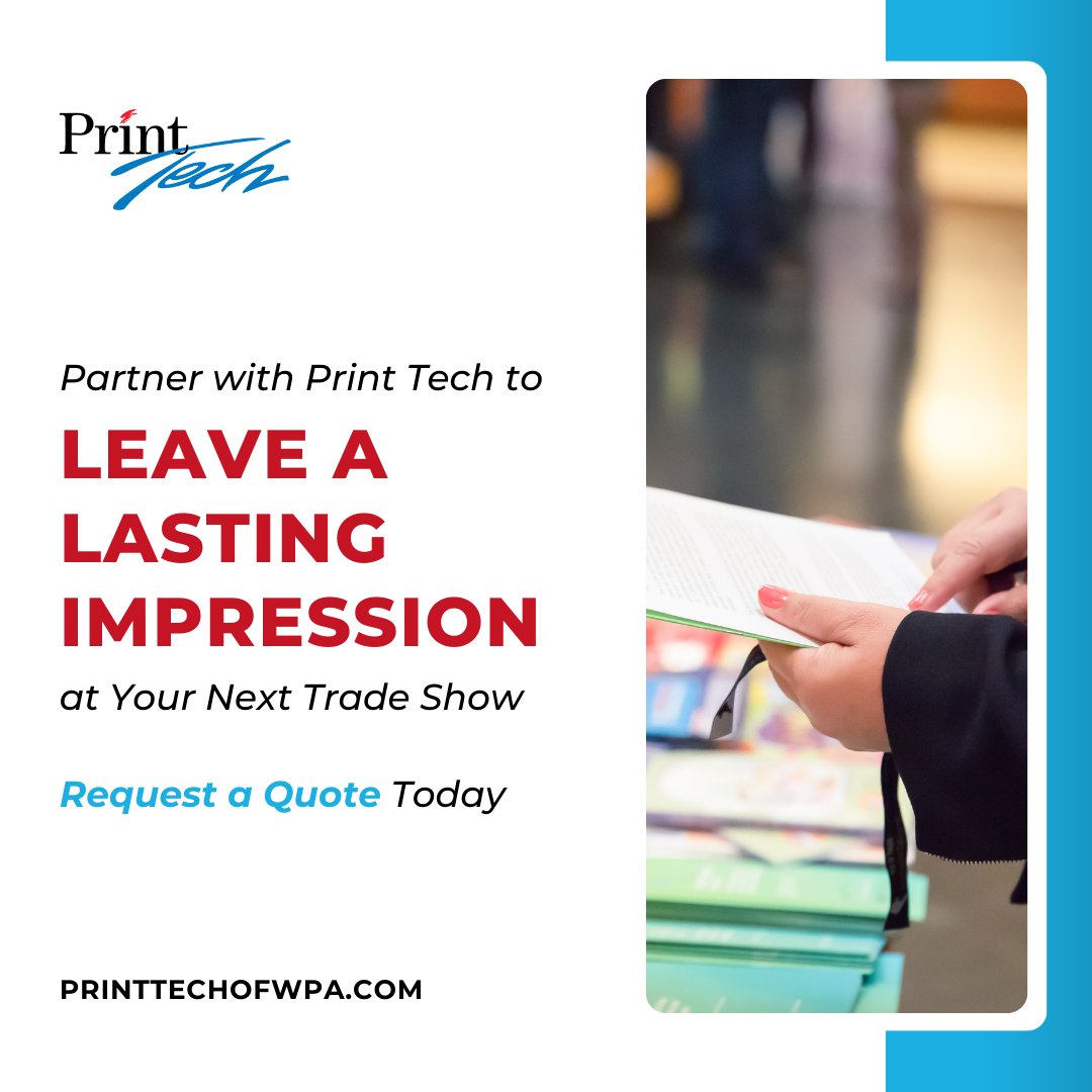 PrintTechOfWPA's tweet image. Partner with Print Tech to leave a lasting impression at your next trade show. 

Our range of products, including customized signs, banners, and booth displays, create a cohesive, standout presence.

Request a quote today: hubs.ly/Q03lTY_S0

#ThinkPrintTech #TradeShows