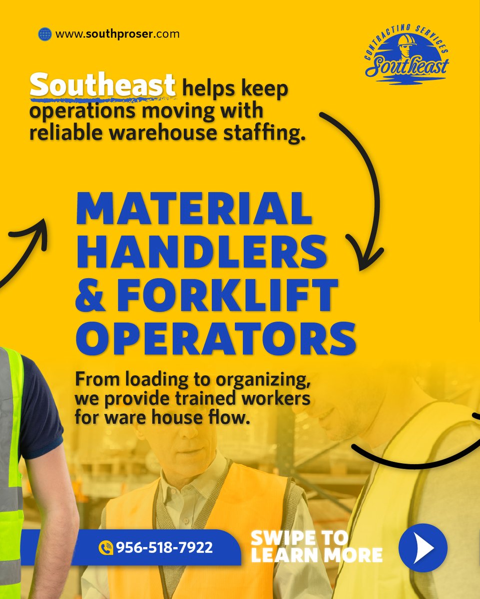 SoutheastCoSer's tweet image. Warehouse Staffing That Works 📦

From forklift operators to material handlers, Southeast helps you staff your warehouse and logistics operations quickly and efficiently.

Get the right team in place: hubs.ly/Q03ndZQ50 

#OSHACompliant #Brownsville #Austin #Houston #Texas
