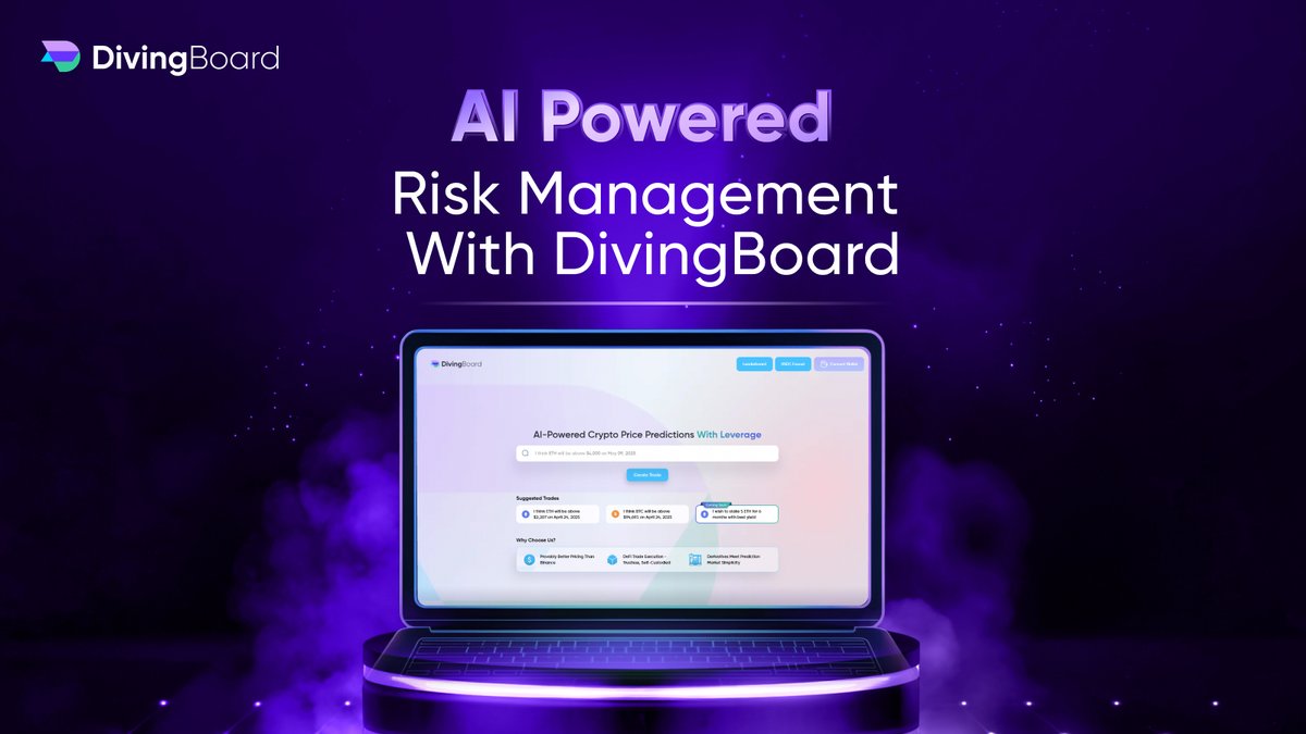 DivingBoardDefi's tweet photo. AI-Powered Risk Management 🛡️
Volatility? Rug pulls? Market dumps? 🛒

🤖 DivingBoard’s AI risk engine helps protect your portfolio with:
✅ Smart Stop-Loss Strategies
✅ AI-Generated Portfolio Adjustments
✅ Real-Time Market Alerts

Trade safer. Trade smarter, with DivingBoard. 🚀
🔗 Visit https://t.co/8C2sBaE5dF for more!

#AI #riskmanagement #tradingmarket #marketanalysis #divingboard #AIGeneration #marketstrategies #realtimeinsights
