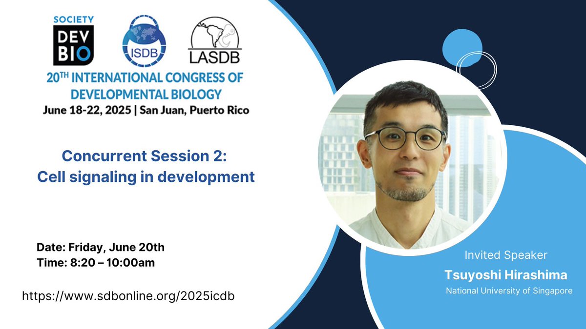 Society for Developmental Biology (@socdevbio) on Twitter photo 🔈 Honored to host Tsuyoshi Hirashima <a href="/hirashima0203/">Tsuyoshi Hirashima</a> as an invited speaker at #ICDB2025!
Tsuyoshi combines imaging and modeling to reveal how collective cell behaviors shape tissue morphogenesis. 🧪📐 🔈 Honored to host Tsuyoshi Hirashima <a href="/hirashima0203/">Tsuyoshi Hirashima</a> as an invited speaker at #ICDB2025!
Tsuyoshi combines imaging and modeling to reveal how collective cell behaviors shape tissue morphogenesis. 🧪📐