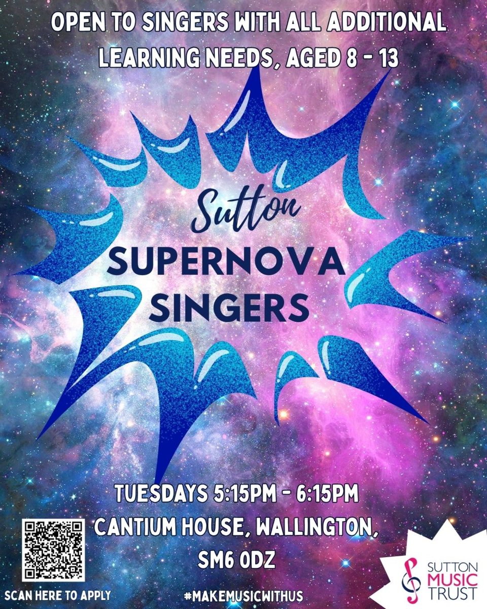 Read about the re-launch of our choir, Supernova Singers, here: suttonmusictrust.org.uk/news/introduci… 

#MakeMusicWithUs 🎶