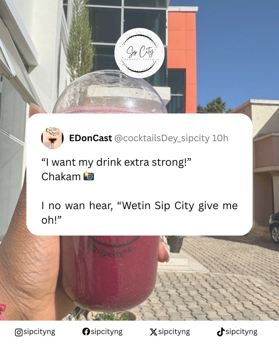Sipcity_ng's tweet photo. Oya, let’s have it! Sip City Chakam Edition 📸
What one are you guilty of? What ones did we miss? 
Let us know and share this with someone if it made you laugh!
#sipcity #perfecttaste #chakam #businessedition #trendingmeme #josnigeria https://t.co/ldtlriXasl