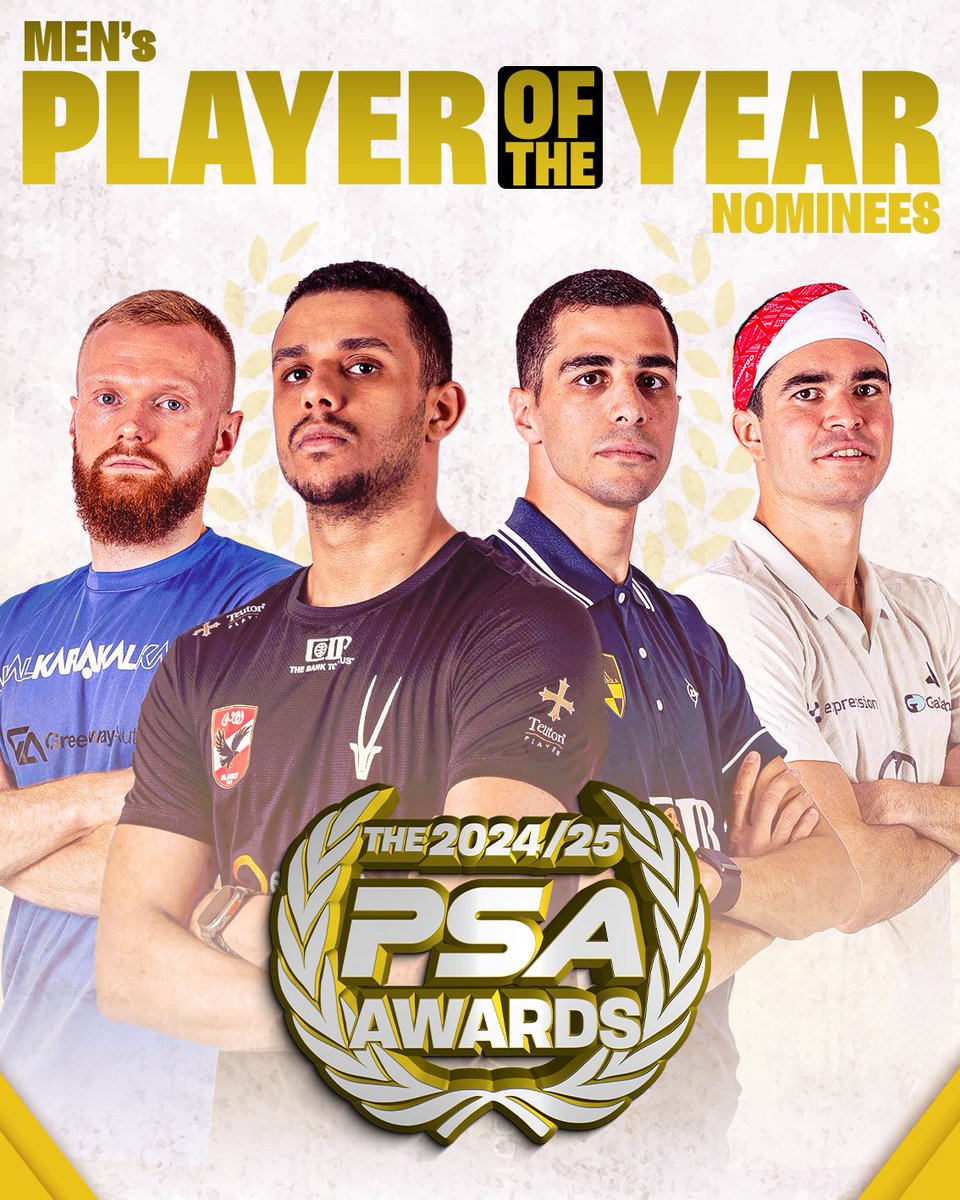 PSA Squash Tour (@psasquashtour) on Twitter photo Who is your 24/25 Men's Player of the Year? ๐
The nominees are:
<a href="/mostafasal_/">Mostafa Asal</a>
<a href="/AliFarag/">Ali Farag</a>
<a href="/diegoelias96/">Diego Elรญas</a>
<a href="/JoelMakin/">Joel Makin</a>
Read more about each player & cast your vote here ๐
tinyurl.com/54pca6th Who is your 24/25 Men's Player of the Year? ๐
The nominees are:
<a href="/mostafasal_/">Mostafa Asal</a>
<a href="/AliFarag/">Ali Farag</a>
<a href="/diegoelias96/">Diego Elรญas</a>
<a href="/JoelMakin/">Joel Makin</a>
Read more about each player & cast your vote here ๐
tinyurl.com/54pca6th