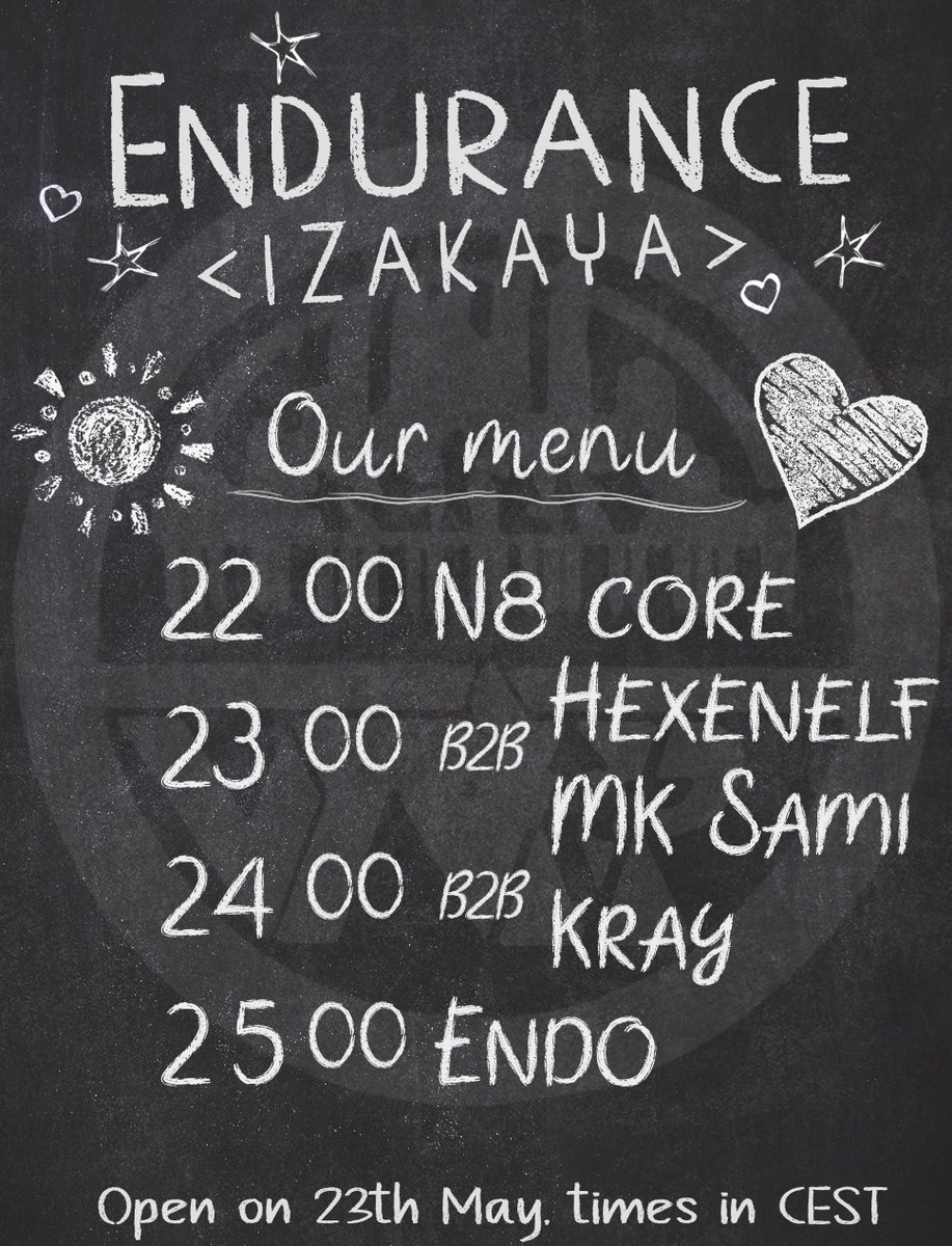 ⚡️VTVR ENDURANCE 029⚡️
🚨HARD DANCE FRIDAYS🚨

✨DJs 
🌟<a href="/NightcoreCEO/">Nightcore</a>
🌟<a href="/hexenelf/">hexenelf</a> b2b <a href="/MKSamisheesh/">MK_Sami</a> b2b Kray 
🌟<a href="/EndoVrc/">Endo</a> 

▶️FRIDAY
⏯️23/05

🌐2000UTC

🇬🇧2100BST
🇪🇺2200CEST

🇺🇸1300PDT
🇺🇸1600EDT

🇯🇵0500(+1Day)JST

🛜discord.gg/8BqK4dFXpb

🎨poster by VM