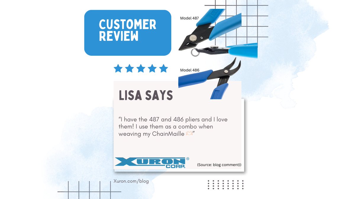 Xuron's tweet image. ✨ Precision + versatility! ✨ The Xuron® 487 Chisel Nose &amp;amp; 486 90° Bent Nose Pliers are perfect for intricate ChainMaille. Handle tight closures + fine adjustments easily. ChainMaille artists—what’s your top tip? 💬👇 #HandmadeJewelry #XuronTools