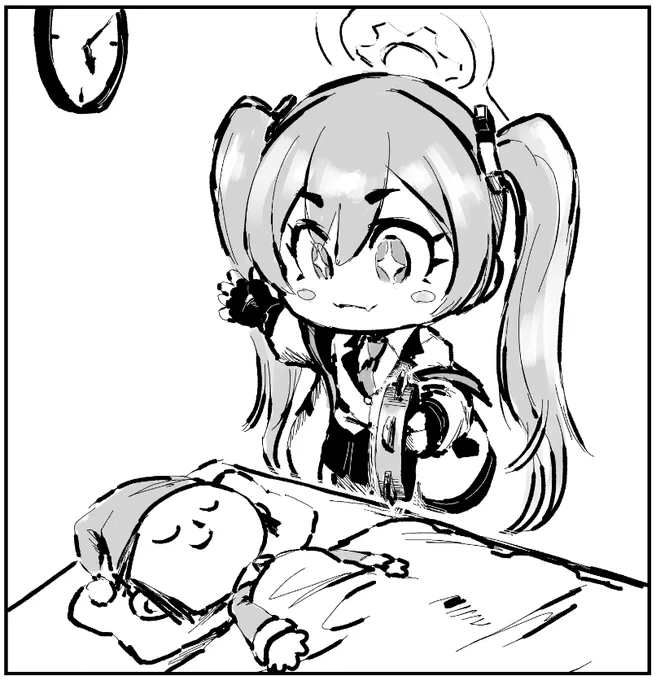 【らくがき・ #ブルアカ 】
 先生を起こしに来てくれるコユキ 