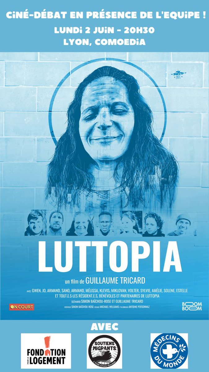Pour parler vie en squat et hébergement d'urgence, soirée ciné-débat autour du film LUTTOPIA, lundi 2 juin au Comoedia #Lyon à 20h30 !

Avec la présence de <a href="/Fond_Logement/">Fondation pour le Logement</a> collectif soutien migrants croix rousse <a href="/MdM_France/">Médecins du Monde</a> et <a href="/CollectifSfr/">Collectif Solidarité entre Femmes à la rue</a>.

&gt;Réservation :
cinema-comoedia.com/film/624354/