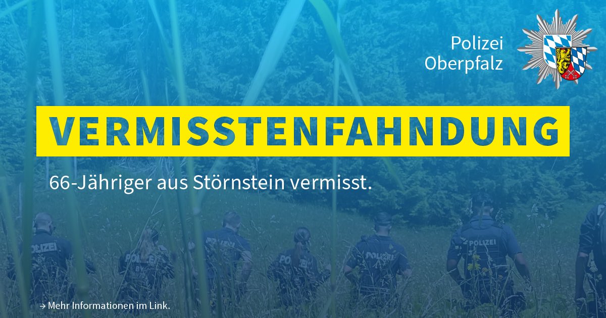 +++ Vermisstenfahndung +++

Seit Sonntag, den 18. Mai 2025, wird ein 66-Jähriger aus Störnstein vermisst. 

Eine genaue Beschreibung samt Foto des Vermissten findet ihr hier:

polizei.bayern.de/fahndung/perso…

Bitte keine Hinweise über unsere Social-Media-Kanäle!