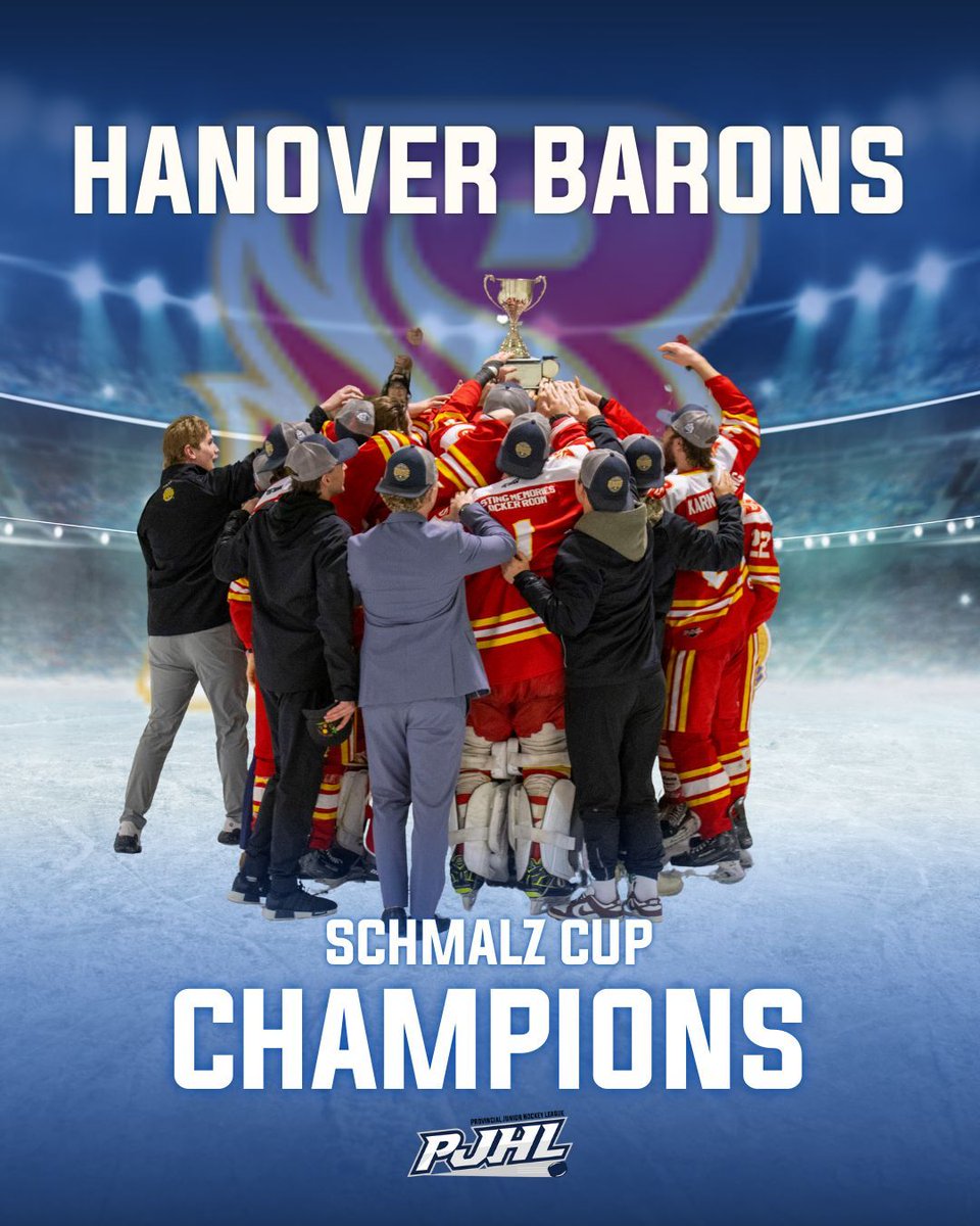 WE HAVE OUR CHAMPIONS. 🏆

Last week, the @hanoverbarons defeated the @73shockey in a thrilling overtime to capture the Schmalz Cup.

Congratulations to the Barons on an exciting season, and thank you, fans, for all your support! 

📰 READ MORE ➡️ tinyurl.com/mwx67cc5