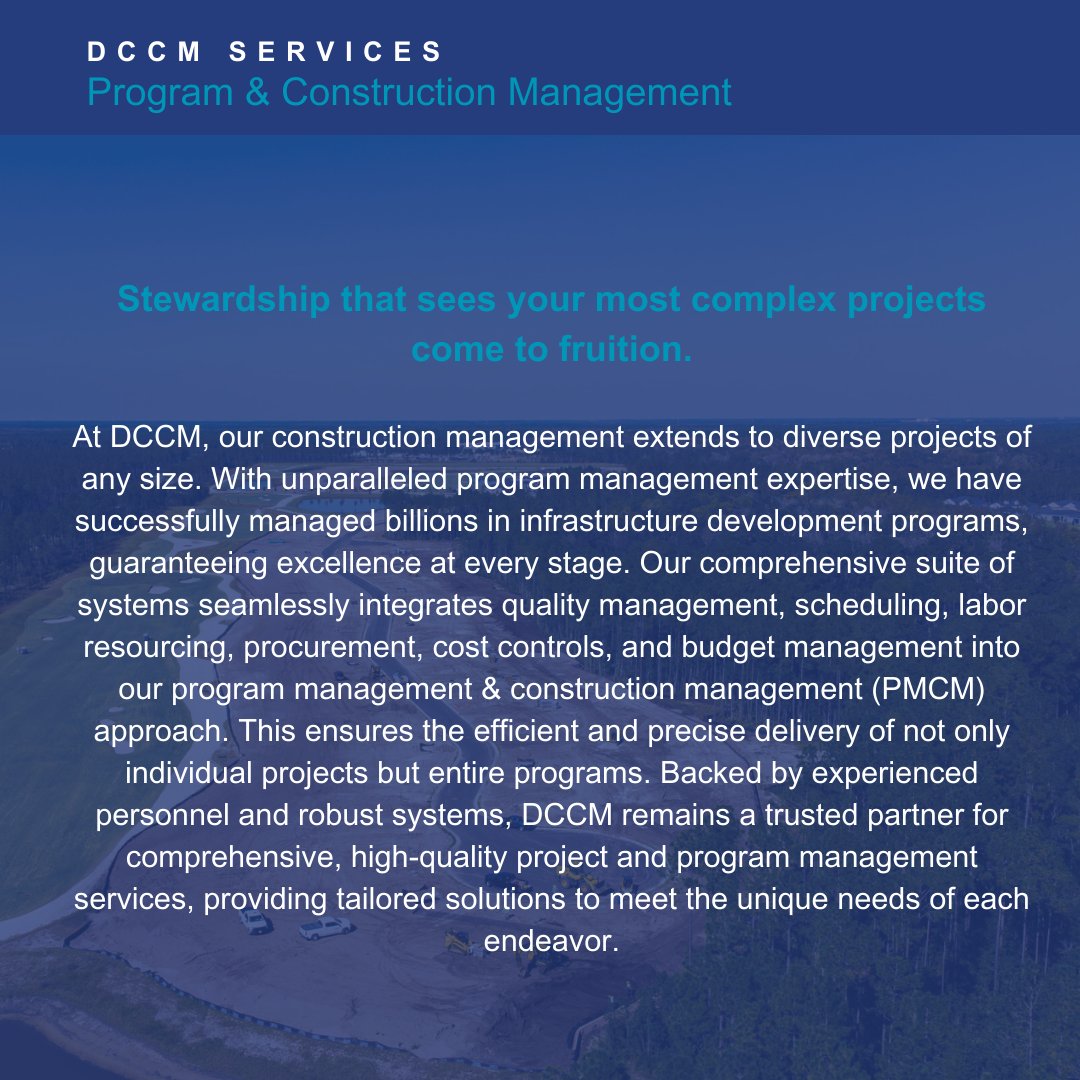 WeAreDCCM's tweet photo. 🛠️ DCCM’s Program and Construction Management service provides comprehensive leadership throughout the entire project lifecycle. https://t.co/iXxoWAo8By