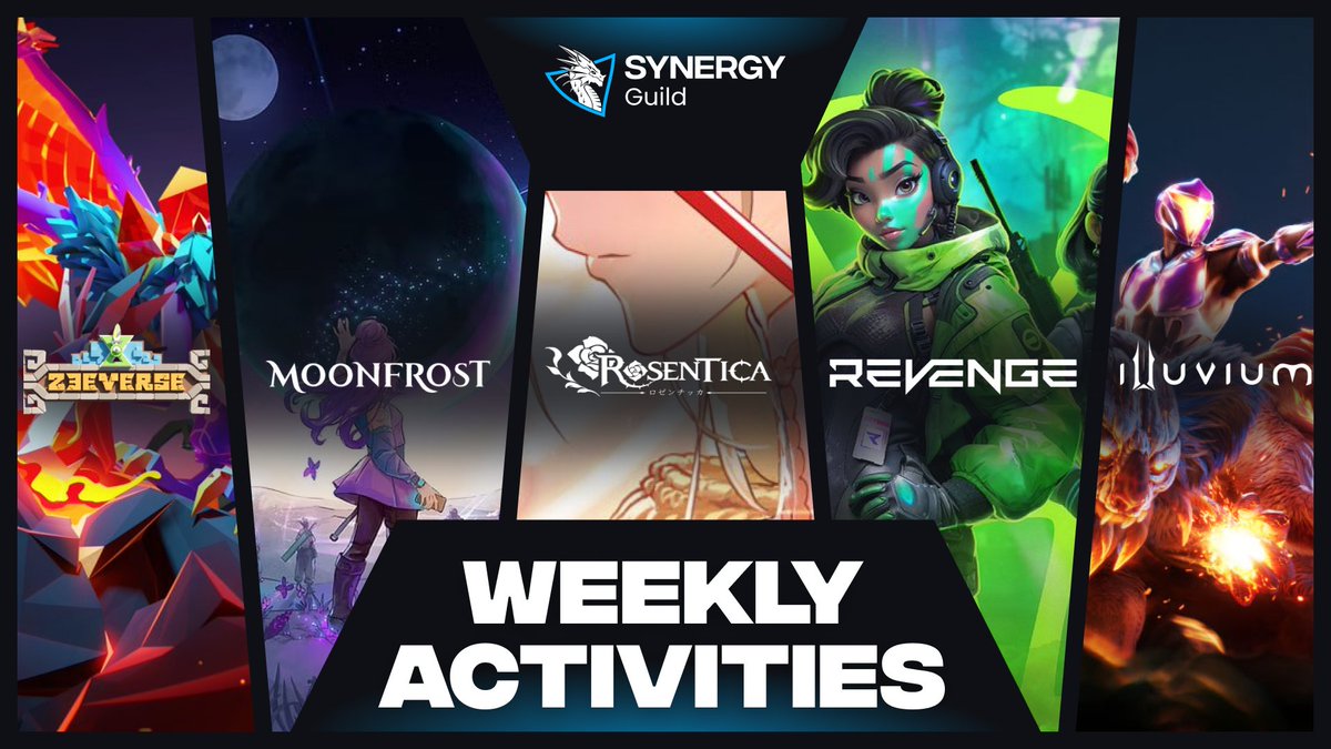 SynergyGuild's tweet photo. 💎 SYNERGY SPOTLIGHT: Weekly GameFi Events

➤ @ZeeverseGame – Major migration to Ronin
A massive airdrop campaign kicks off on June 4

➤ @MoonfrostGame – Launched a social campaign
Earn 20,000 points to get access to the game

➤ @Rosentica – Preparing for Closed Beta on May 24
A $30,000 prize pool awaits participants

➤ @EverreachLabs – Terminal Season 2 is now active
Complete quests and share 26M $EVER tokens

➤ @illuviumio – Beyond Wave 4 is LIVE
A new season of battles with $ILV rewards

👀 Enjoy games and stay tuned for more!