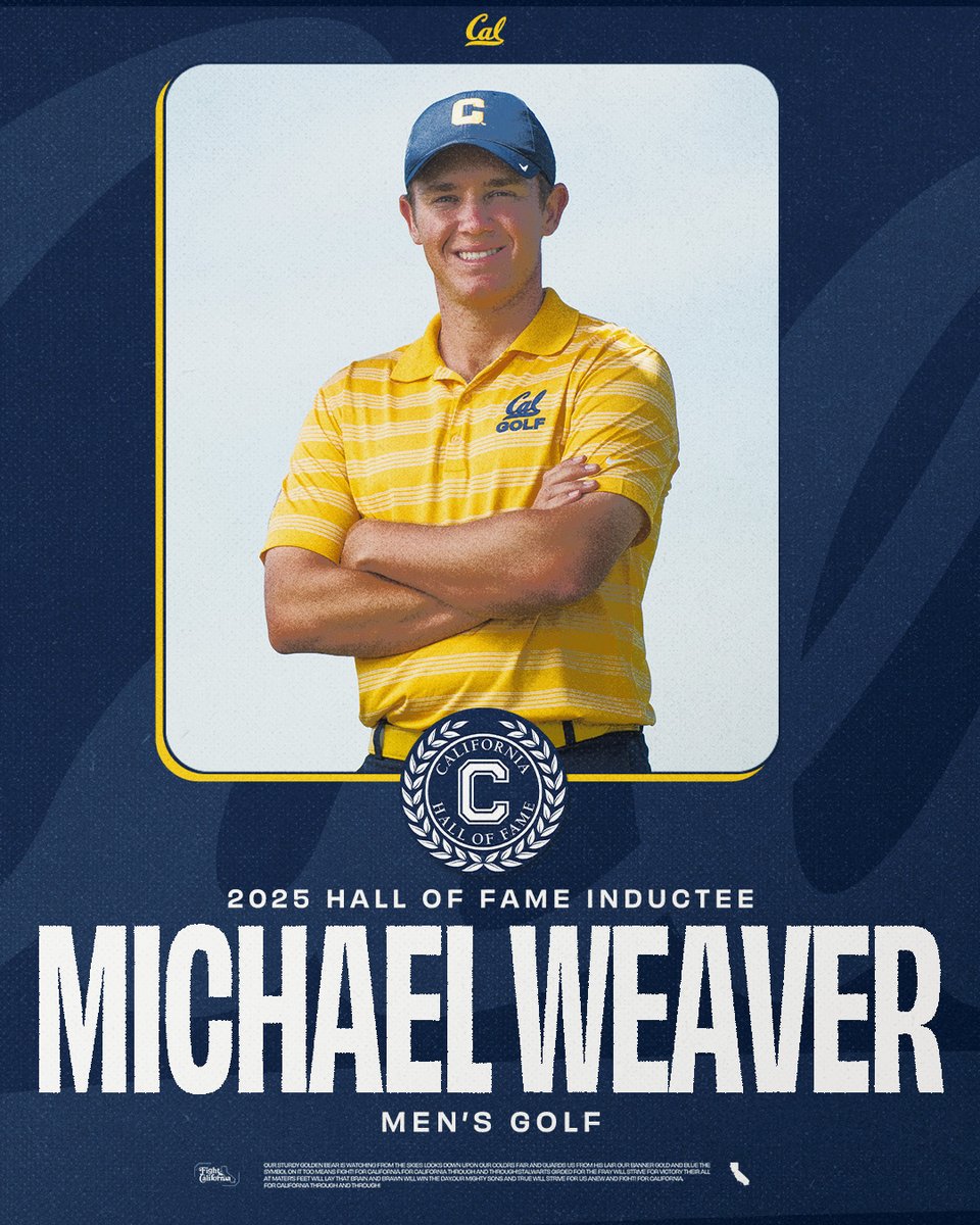 Cal Men's Golf (@calmensgolf) on Twitter photo All-American.
NCAA Regional champion.
All-America Scholar.
Masters participant as an amateur.
Hall of Famer.
Congrats to our own Michael Weaver (2009-14) for being elected into the <a href="/CalAthletics/">Cal Athletics</a> Hall of Fame!
#GoBears All-American.
NCAA Regional champion.
All-America Scholar.
Masters participant as an amateur.
Hall of Famer.
Congrats to our own Michael Weaver (2009-14) for being elected into the <a href="/CalAthletics/">Cal Athletics</a> Hall of Fame!
#GoBears