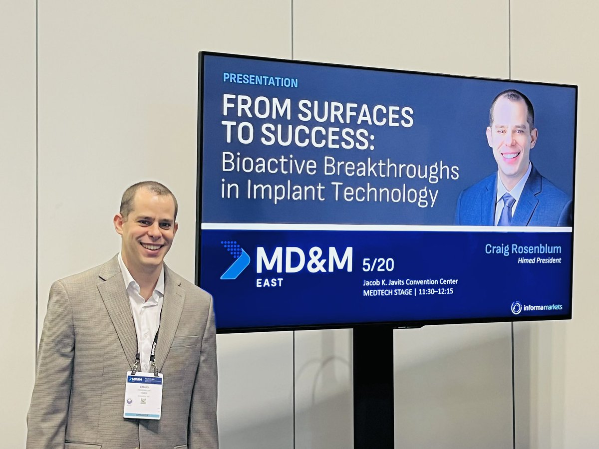 RosenblumCraig's tweet photo. I was honored to present at the #MDMEast MedTech Theater on the benefits of customizable surface technology for #MedicalDevices for improved osseointegration. It was a pleasure to share insights and connect with fellow attendees.
@IME_Events @himedbio #biomaterials #MDMEast2025 https://t.co/1HDsJePHlg