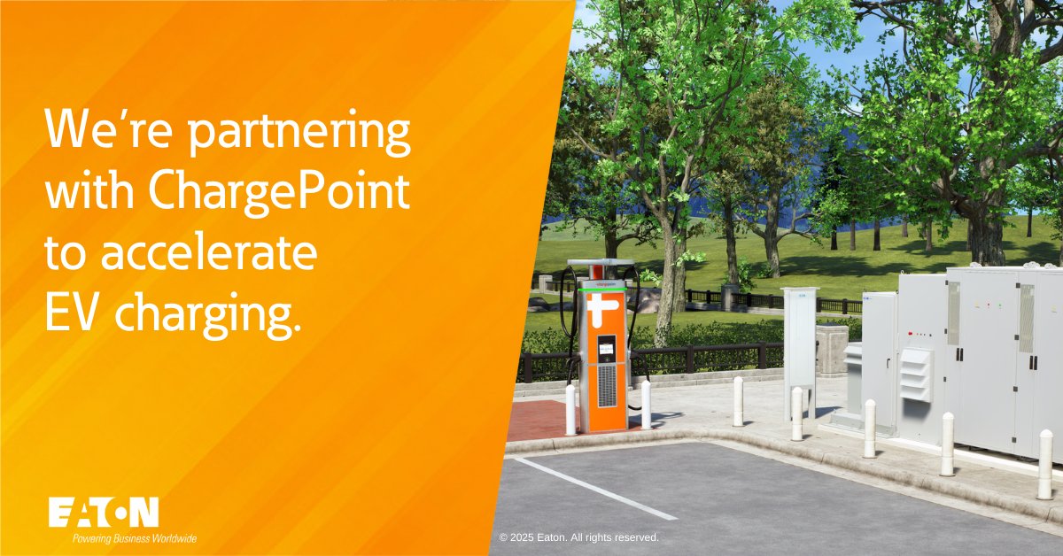 We’re changing the game on EV charging. We’ve joined forces with @Chargepointnet to provide a one-stop shop for the entire #EVcharging ecosystem! Discover how we'll fuel the future of electric transportation, from the vehicle to the grid, together. 
eaton.works/4j8pLK1
