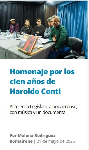 mbarrientos77's tweet photo. Homenaje por los cien años de Haroldo Conti en la Legislatura bonaerense. 
Comparto esta nota sobre el acto en el que celebramos la vida y la obra del escritor chacabuquense.
https://t.co/VrtaHHDRBL https://t.co/6rIgAOu1HQ