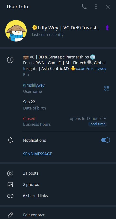 Cariainthe6's tweet photo. Another still existed scammer VC TG account to be aware of. Andthe "VC" firm she's from https://t.co/z2wgg08eE0 https://t.co/eqvgzDYiNQ