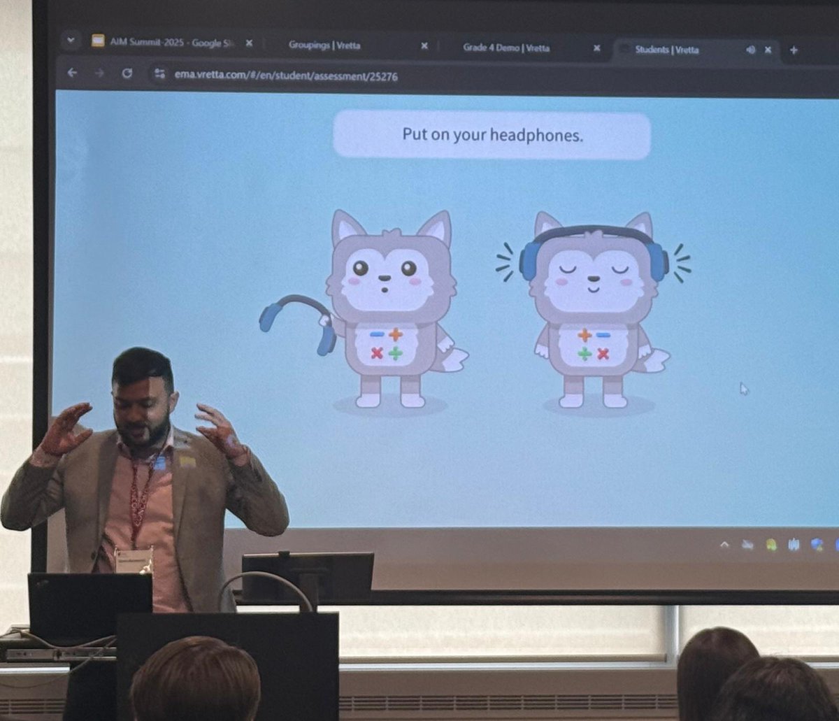 We shared insights from our work on "Universal Early Numeracy Screening Matters" through a presentation and demo at the AIM Summit 2025.
Our session spotlighted the Digital EMA@School, a collaborative project between hashtag#Vretta and the research team at Carleton University,
