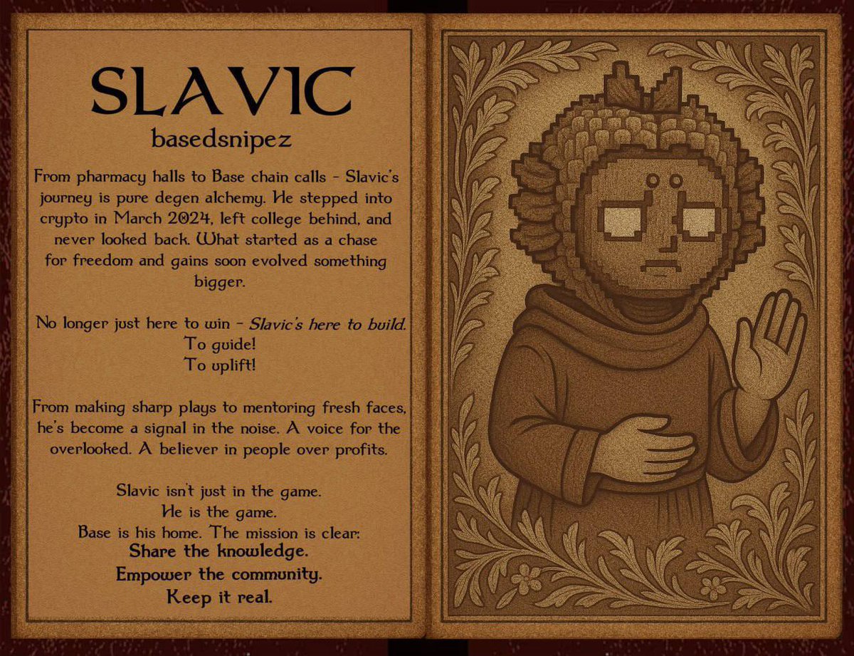 based.slavic (@basedsnipez) on Twitter photo Found myself on the bookofbased.com website from <a href="/book_of_base/">Book Of Base</a> 👋🏼💙
Got a site in the chapter of chads.
My biggest goal is to educate people about base and onboard as many as possible. 🛡️
We have to stop the engagement farming and have to start to open the peoples eyes Found myself on the bookofbased.com website from <a href="/book_of_base/">Book Of Base</a> 👋🏼💙
Got a site in the chapter of chads.
My biggest goal is to educate people about base and onboard as many as possible. 🛡️
We have to stop the engagement farming and have to start to open the peoples eyes