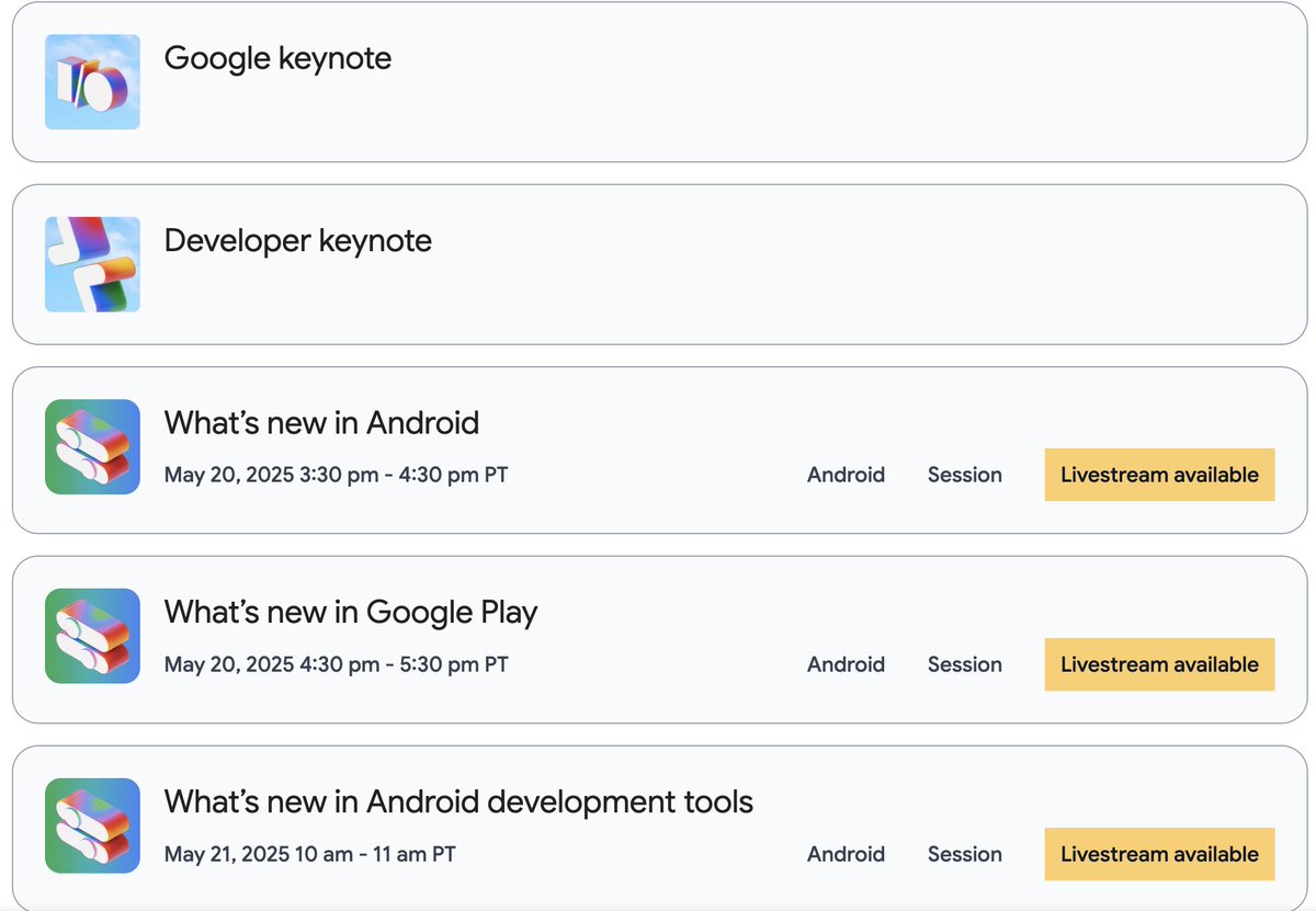 You can find all Android's sessions  from #GoogleIO here: io.google/2025/explore?f…