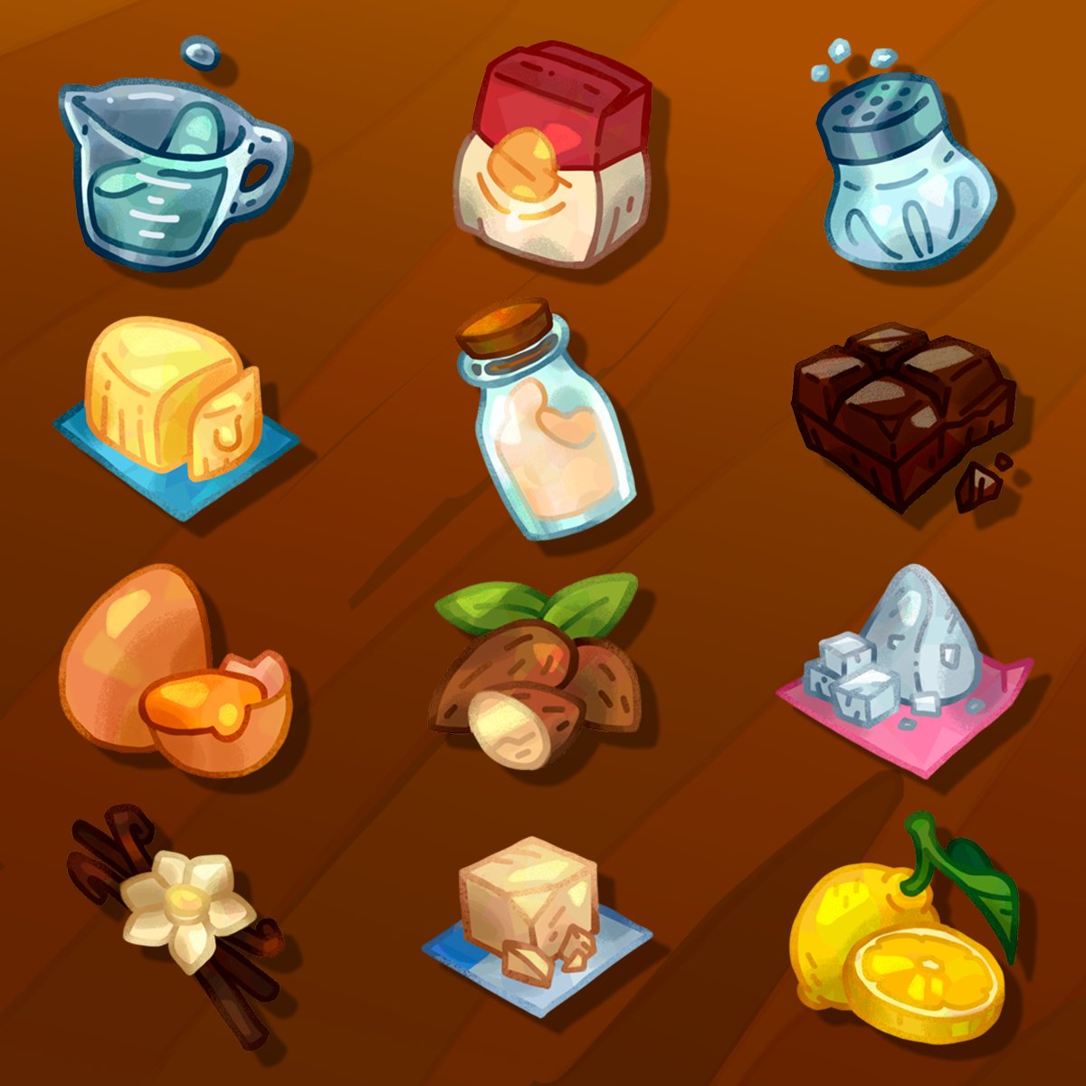 StudioMilkomeda's tweet photo. Here are some of the first ingredients you'll need to make the game's most basic recipes:

#gameart #indiegame https://t.co/kXNssOrI6u