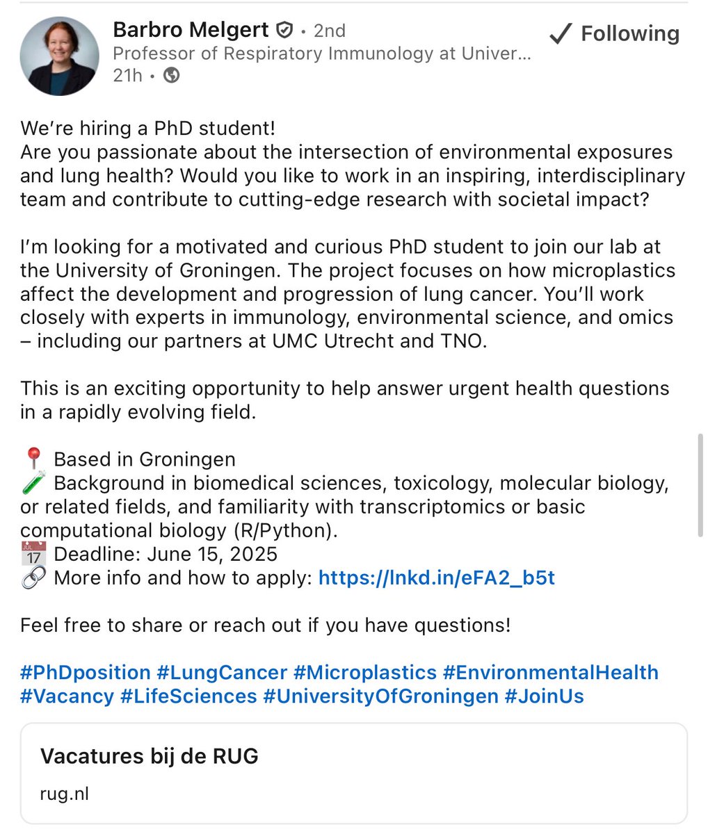 PhD student position in environmental exposures and lung health